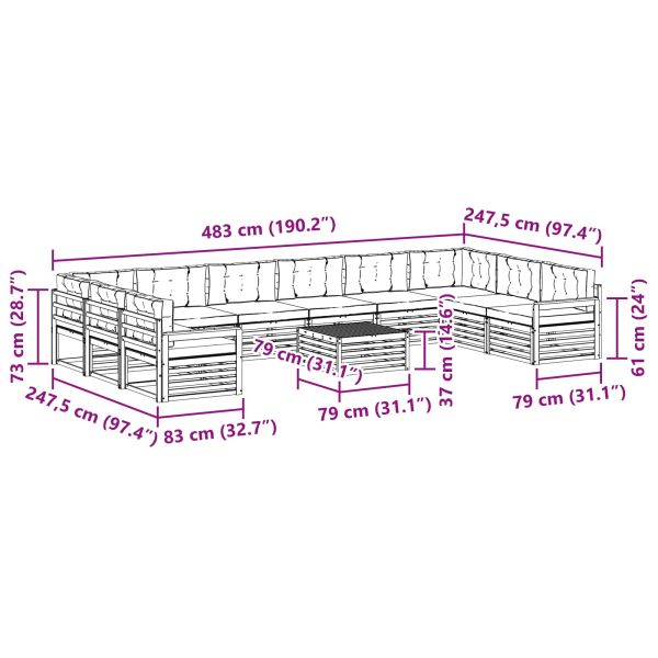 Комплекти дивани с възглавница 11 pcs Натурален и Крема