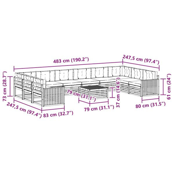 Комплекти дивани с възглавница 11 pcs Натурален и Крема