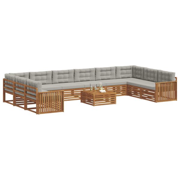 Комплекти дивани с възглавница 11 pcs Естествено и светло сиво