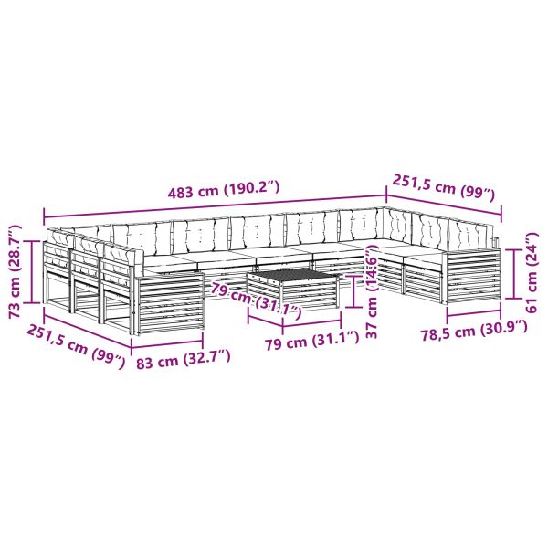 Комплекти дивани с възглавница 11 pcs Естествено и светло сиво