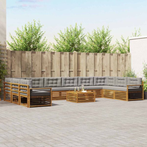 Комплекти дивани с възглавница 11 pcs Естествено и светло сиво