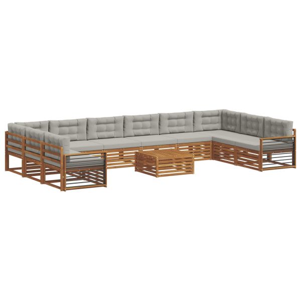 Комплекти дивани с възглавница 11 pcs Естествено и светло сиво