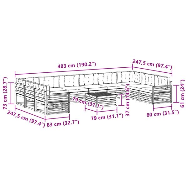 Комплекти дивани с възглавница 11 pcs Естествено и светло сиво
