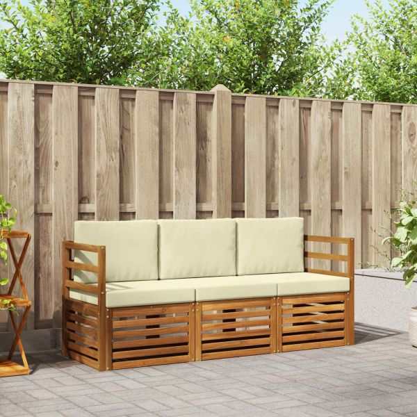 Комплекти дивани 3 pcs Натурален и Крема Солидно акациево дърво