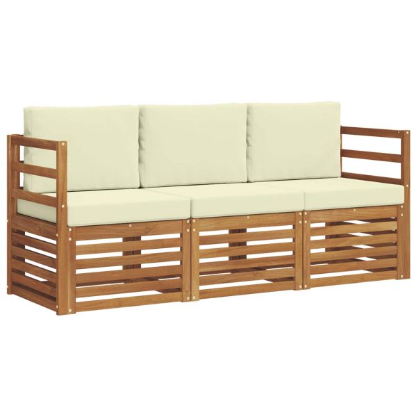 Комплекти дивани 3 pcs Натурален и Крема Солидно акациево дърво