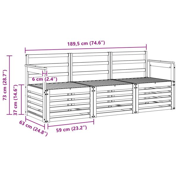 Комплекти дивани 3 pcs Естествен Солидно акациево дърво