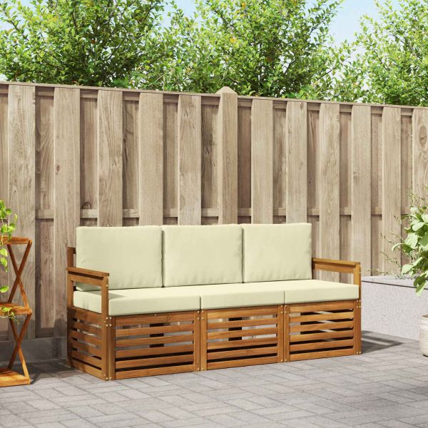 Комплекти дивани 3 pcs Натурален и Крема Солидно акациево дърво