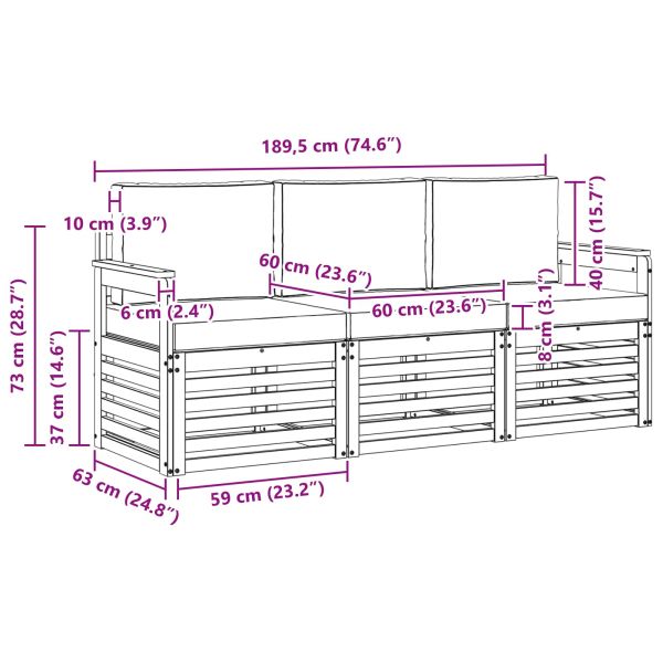 Комплекти дивани с възглавница 3 pcs Натурален и Антрацит