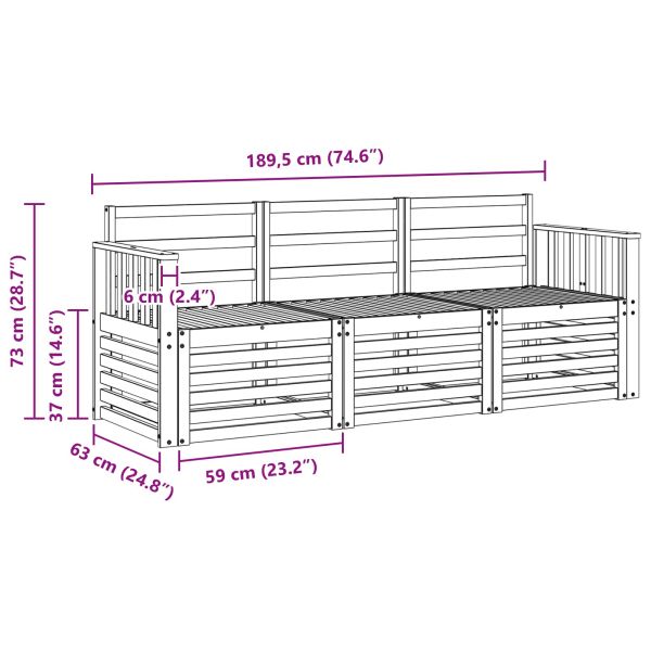 Комплекти дивани 3 pcs Естествен Солидно акациево дърво