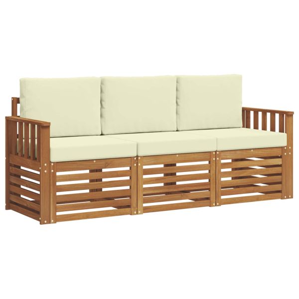 Комплекти дивани 3 pcs Натурален и Крема Солидно акациево дърво