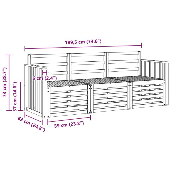 Комплекти дивани 3 pcs Естествен Солидно акациево дърво