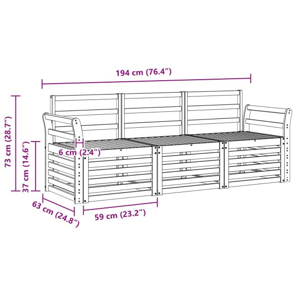 Комплекти дивани 3 pcs Естествен Солидно акациево дърво