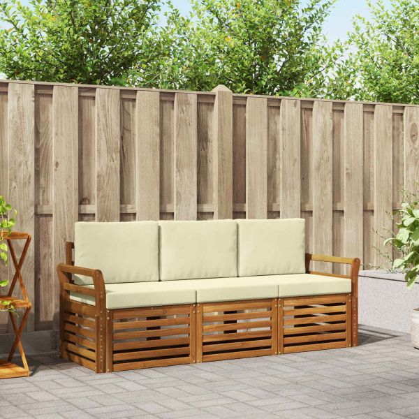 Комплекти дивани 3 pcs Натурален и Крема Солидно акациево дърво