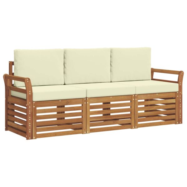 Комплекти дивани 3 pcs Натурален и Крема Солидно акациево дърво