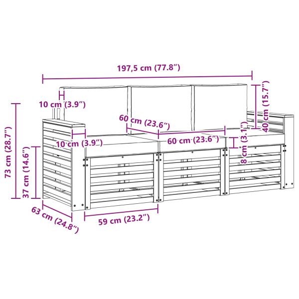 Комплекти дивани с възглавница 3 pcs Натурален и Антрацит