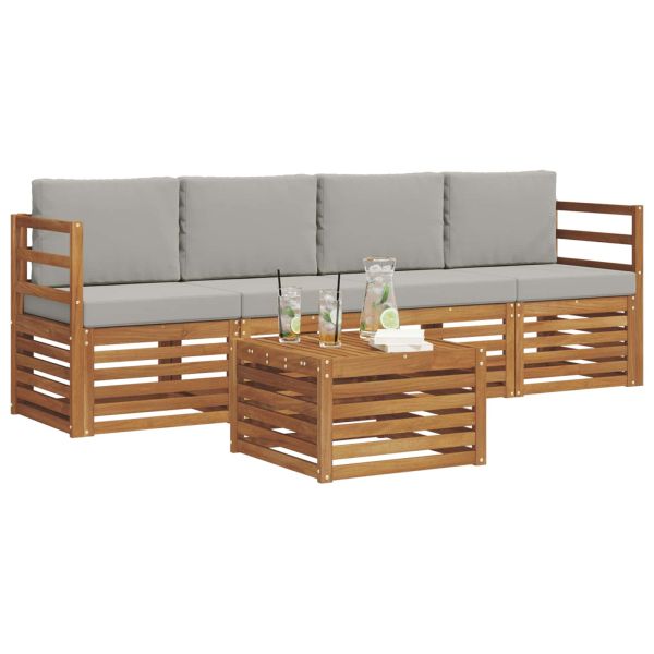 Комплекти дивани с възглавница 5 pcs Естествено и светло сиво