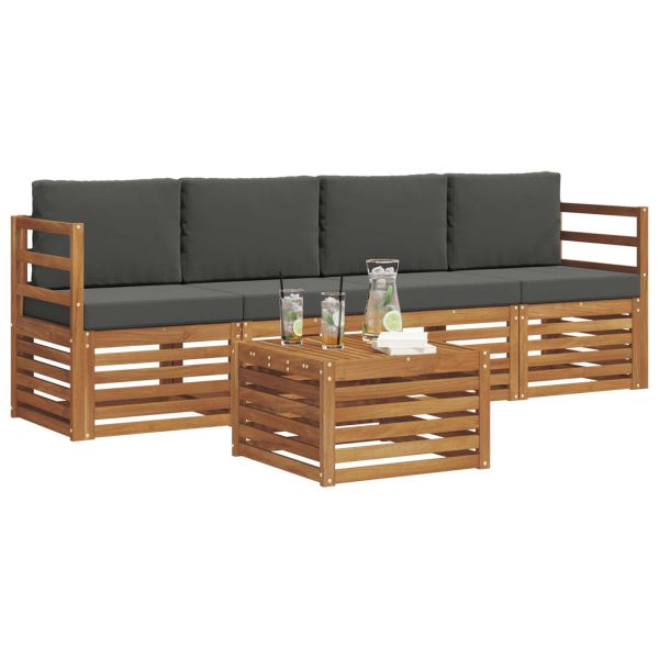 Комплекти дивани с възглавница 5 pcs Натурален и Антрацит