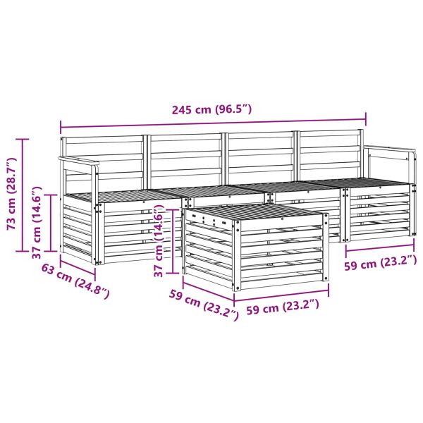 Комплекти дивани 5 pcs Естествен Солидно акациево дърво