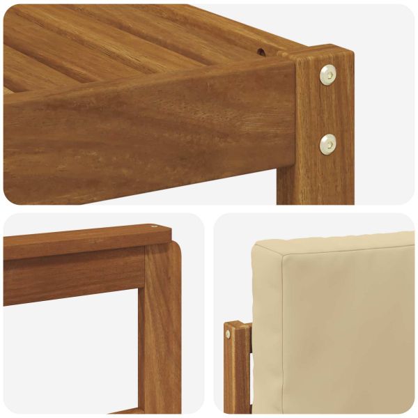 Комплекти дивани 5 pcs Натурален и Бежов Солидно акациево дърво