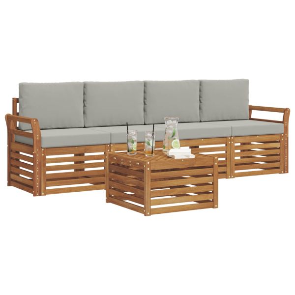 Комплекти дивани с възглавница 5 pcs Естествено и светло сиво