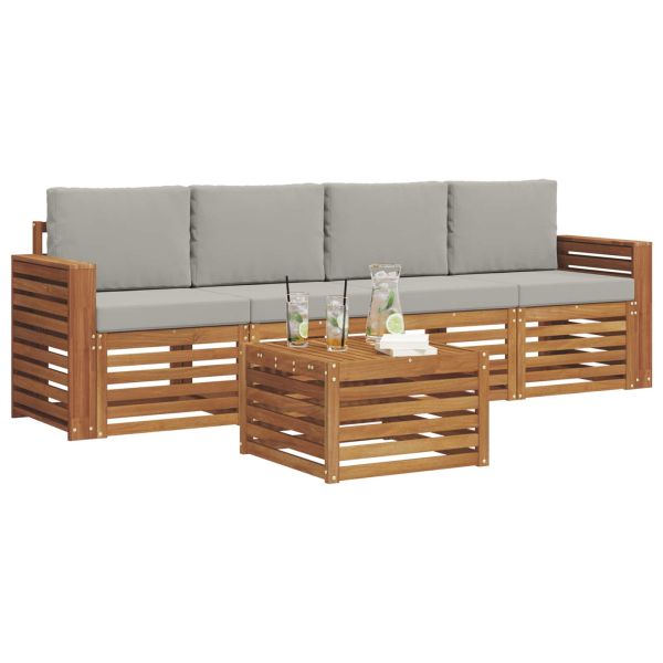 Комплекти дивани с възглавница 5 pcs Естествено и светло сиво