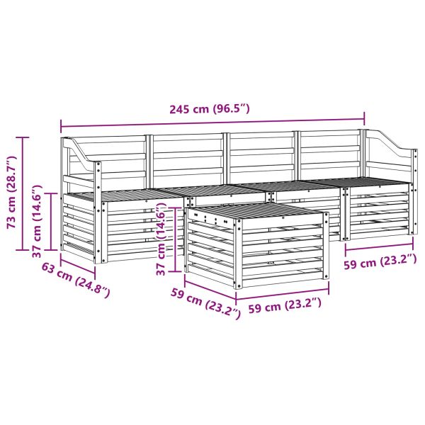 Комплекти дивани 5 pcs Естествен Солидно акациево дърво