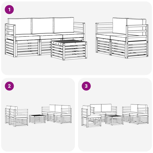 Комплекти дивани 6 pcs Натурален и Крема Солидно акациево дърво