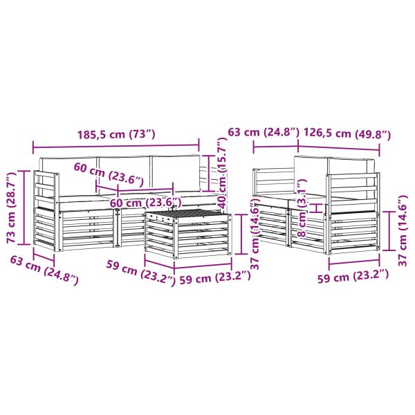 Комплекти дивани 6 pcs Натурален и Бежов Солидно акациево дърво