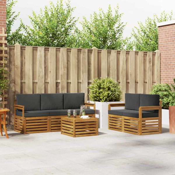 Комплекти дивани с възглавница 6 pcs Натурален и Антрацит