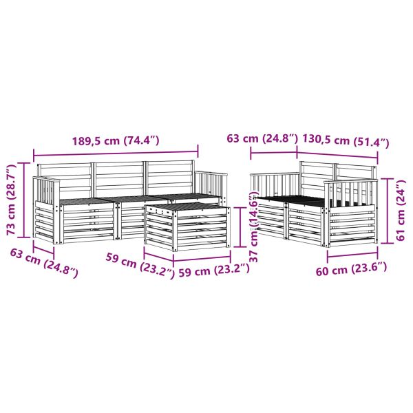 Комплекти дивани 6 pcs Естествен Солидно акациево дърво