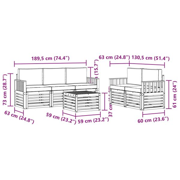 Комплекти дивани с възглавница 6 pcs Естествено и светло сиво