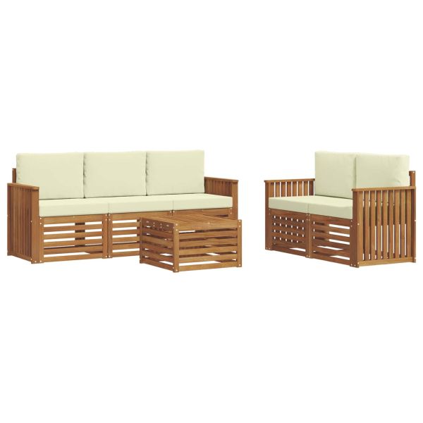 Комплекти дивани 6 pcs Натурален и Крема Солидно акациево дърво