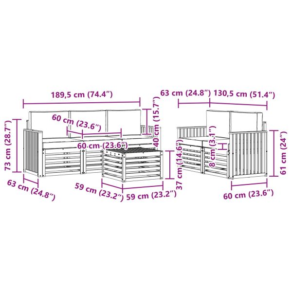 Комплекти дивани с възглавница 6 pcs Естествено и светло сиво