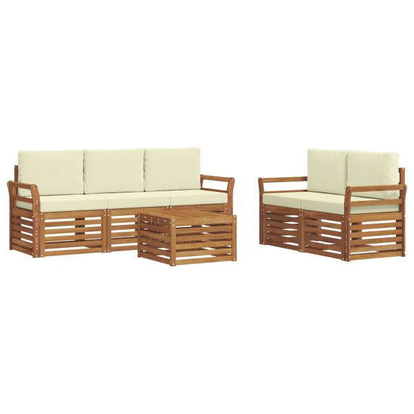 Комплекти дивани 6 pcs Натурален и Крема Солидно акациево дърво