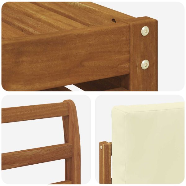 Комплекти дивани 6 pcs Натурален и Крема Солидно акациево дърво