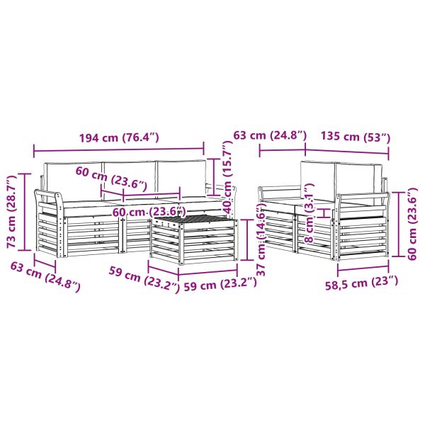 Комплекти дивани с възглавница 6 pcs Натурален и Антрацит