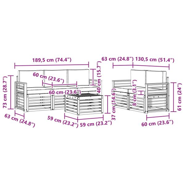 Комплекти дивани с възглавница 6 pcs Натурален и Антрацит