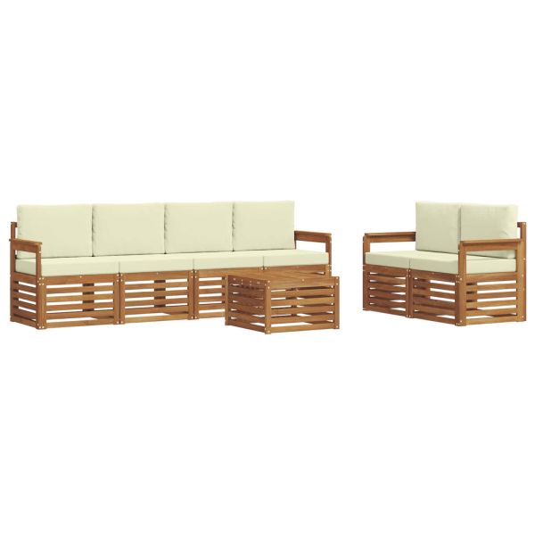 Комплекти дивани 7 pcs Натурален и Крема Солидно акациево дърво