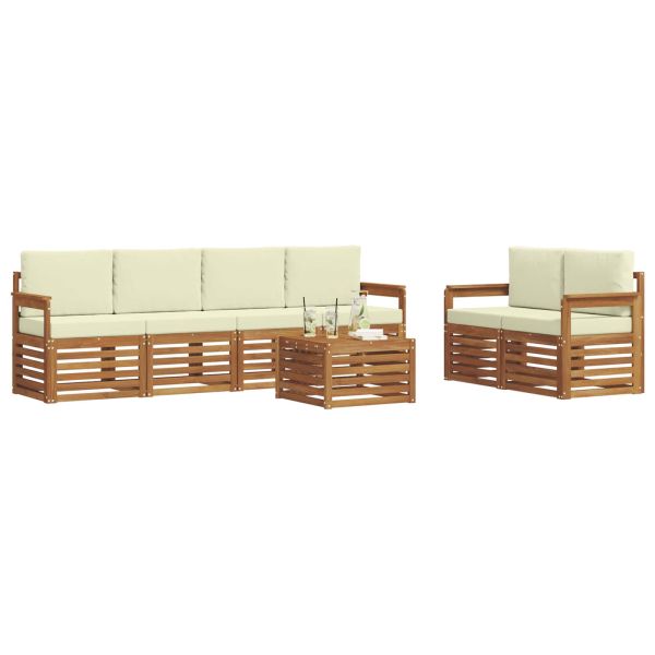 Комплекти дивани 7 pcs Натурален и Крема Солидно акациево дърво