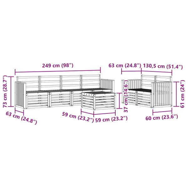 Комплекти дивани 7 pcs Естествен Солидно акациево дърво