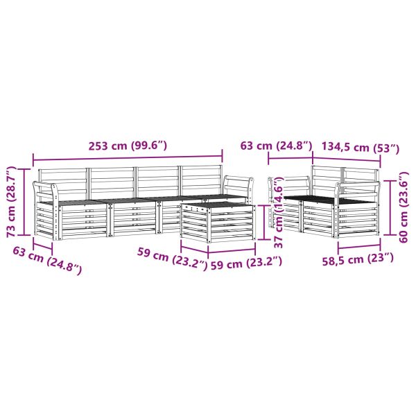 Комплекти дивани 7 pcs Естествен Солидно акациево дърво