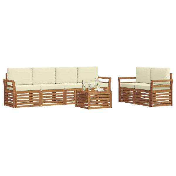 Комплекти дивани 7 pcs Натурален и Крема Солидно акациево дърво