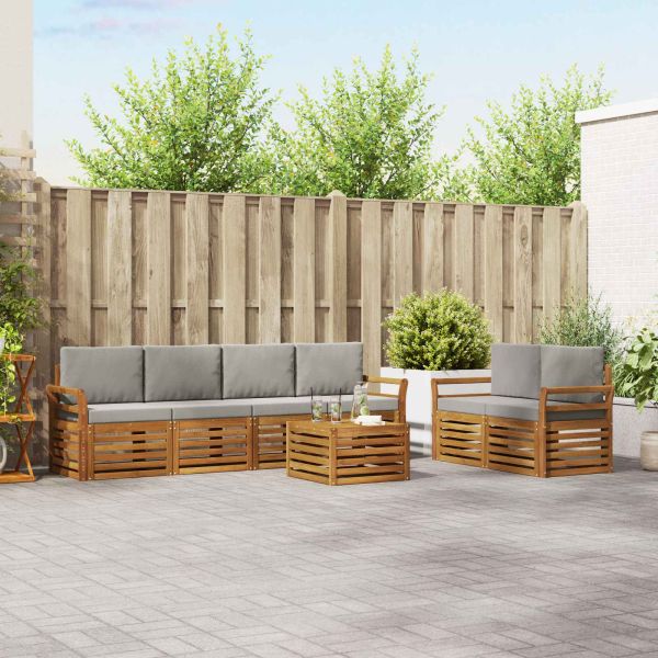 Комплекти дивани с възглавница 7 pcs Естествено и светло сиво