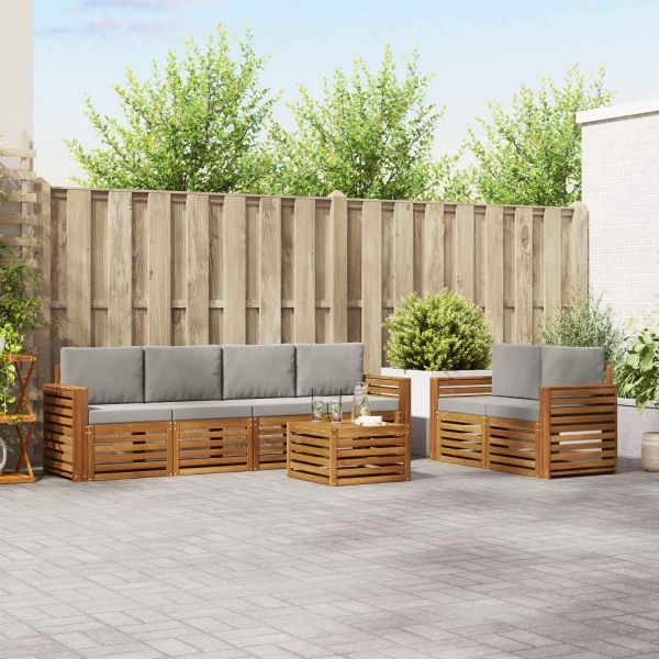 Комплекти дивани с възглавница 7 pcs Естествено и светло сиво