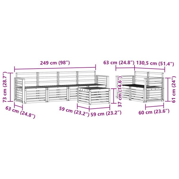 Комплекти дивани 7 pcs Естествен Солидно акациево дърво