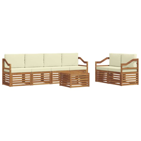 Комплекти дивани 7 pcs Натурален и Крема Солидно акациево дърво