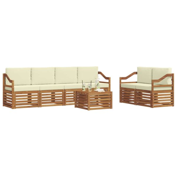 Комплекти дивани 7 pcs Натурален и Крема Солидно акациево дърво