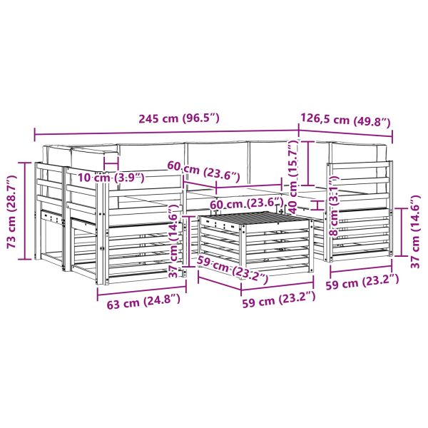 Комплекти дивани 7 pcs Натурален и Бежов Солидно акациево дърво