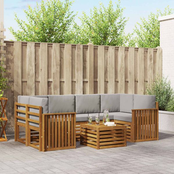 Комплекти дивани с възглавница 7 pcs Естествено и светло сиво