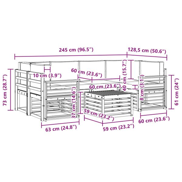 Комплекти дивани 7 pcs Натурален и Крема Солидно акациево дърво